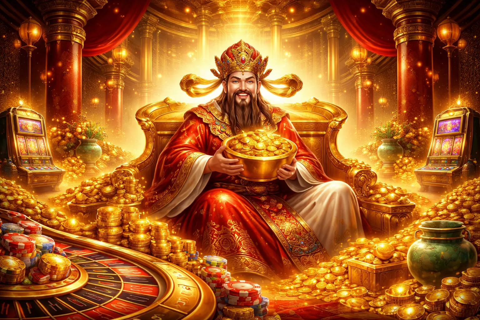 Hình ảnh tổng quan về daga68 link hôm nay với các yếu tố cá cược trực tuyến, casino, và slot game, tông màu vàng đen chuyên nghiệp và uy tín.